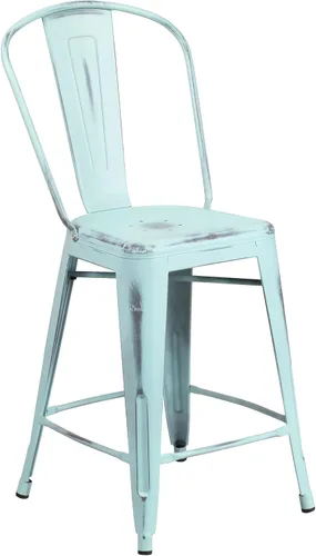 Vista 13 de Taburete de metal de interior y exterior de Flash Furniture, Metal, Plateado