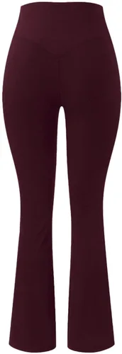 Vista 4 de Pantalones de yoga para mujer, cintura alta, elásticos, acampanados, con control de abdomen, pantalones de entrenamiento, pantalones activos