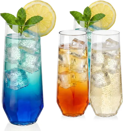 Vista 13 de Guanqiao Paquete de 12 copas de champán de plástico sin pie, 266 ml, vasos de plástico transparentes desechables, vasos de mimosa irrompibles
