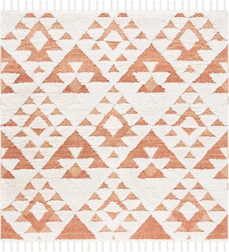 Vista 65 de SAFAVIEH Alfombra marroquí con borlas, 2 x 3 pies, marfil y marrón, no desprende pelusa y fácil de limpiar, textura alta y baja, ideal