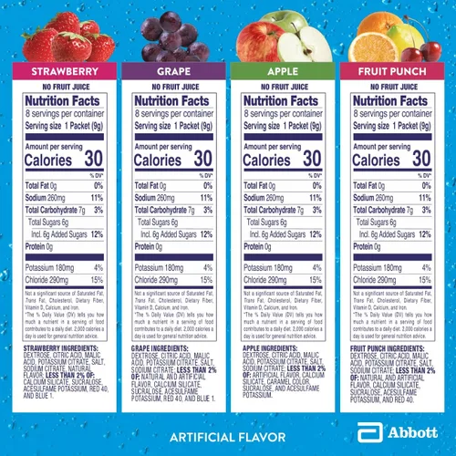 Vista 2 de Pedialyte - Paquetes de polvo de electrolitos, paquete variado, bebida de hidratación, 8 paquetes de polvo de una sola porción