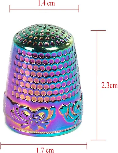 Vista 3 de AXEN Dedal de costura de 4 piezas, protector de dedo de metal para costura, accesorios para herramientas de costura DIY, deslumbrar