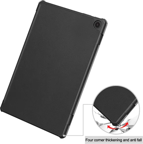 Vista 8 de Funda tipo folio con tapa para tablet Fire Max 11, ajuste delgado, de piel sintética de alta calidad, parte trasera dura, con función de apagado