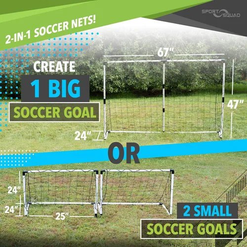 Vista 2 de Sport Squad Portable Soccer Goal Net Set - Training Soccer Goals for Backyard - Indoor or Outdoor Versions - Easy Assembly - Great for Kids and