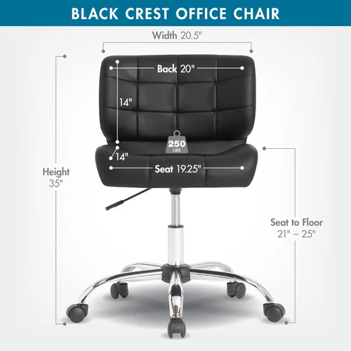 Vista 2 de Calico Designs - Silla de oficina moderna sin brazos con cresta negra, silla giratoria de oficina, silla de escritorio, silla de computadora