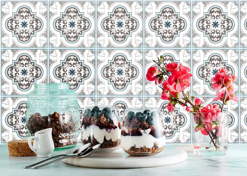 Vista 15 de IRI-GIRI Adhesivos para azulejos de loseta en muro Calcomanías de pared de vinilo impermeables de 4 x 4 pulgadas para cocina y baño Azulejos