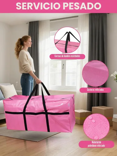Vista 3 de WORKPRO Paquete de 1 bolsa de mudanza extra grande de 66 galones con cremallera y asas de transporte