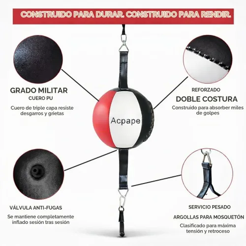 Vista 4 de Bolsa de boxeo de doble extremo con guantes de boxeo, saco de boxeo premium para entrenamiento de velocidad y reflejos, bolsa de boxeo duradera