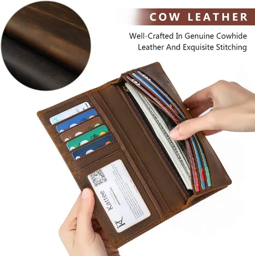 Vista 4 de Kattee cartera plegadiza clásica de cuero para hombre