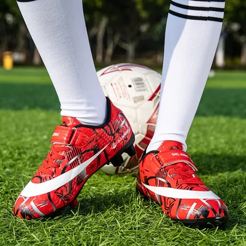 Vista 4 de ZVC Tacos de fútbol para niños y niñas, zapatos de fútbol para exteriores con suelo firme para jóvenes (niño pequeñoniño grande)