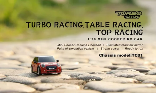 Vista 2 de 1:76 Turbo Racing Scale RC Sport Car, Carreras de mesa Control remoto Mini modelo de coche completo proporcional RTR Kit Juguetes (Baoma mini-rojo)