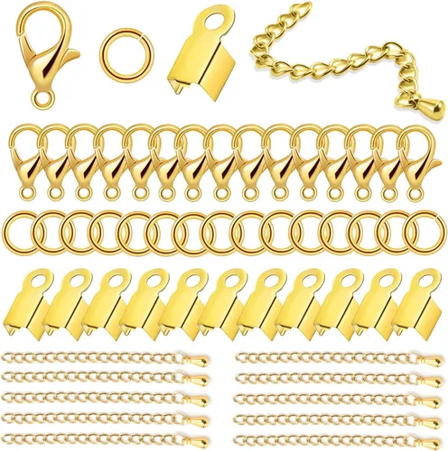 Vista 12 de Juego de 580 piezas de accesorios para fabricación de joyas, incluye 250 conectores de anillo de salto abiertos, 250 tapas de extremo de cable Bronce