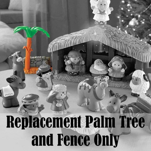 Vista 5 de Árbol de repuesto con valla para Fisher-Price Little People Deluxe Christmas Story, juego de pesebre ~ J2404