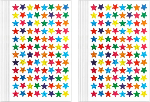 Vista 18 de 1080 UNIDADES de calcomanías de estrella doradas, calcomanías de estrella pequeñas, 20 hojas de calcomanías de estrella metálicas de aluminio