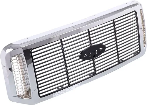 Vista 4 de Nuevas piezas de repuesto para parrilla delantera cromada negra apta para 2006-2007 F250 F350 F450 F550 Super Duty XL XLT Lariat 6C3Z8200AAA