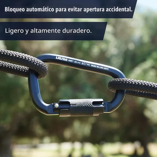 Vista 5 de Fusion Climb Swift Lock - Mosquetón de aluminio con bloqueo automático, ligero y fuerte para trabajadores de gran altitud, hamacas, accesorios