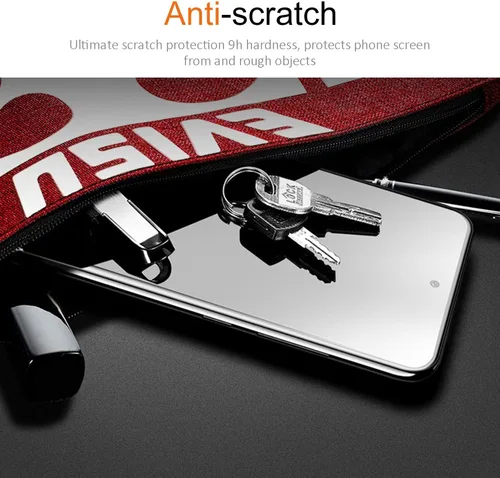Vista 5 de [Paquete de 2+2] Protector de pantalla de vidrio templado para Samsung Galaxy S21 con protector de lente de cámara, desbloqueo de huellas