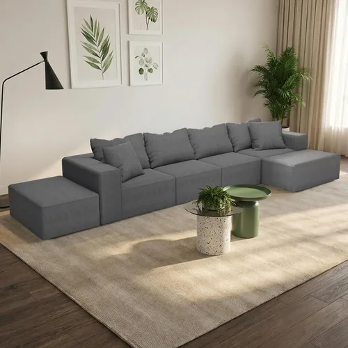 Vista 10 de Sofá modular en forma de L de 170 pulgadas, sofá de chenilla Cloud con 6 almohadas, sofá personalizable sin montaje para sala de estar y dormitorio