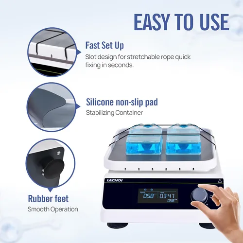 Vista 5 de Agitador lineal LCD de 40 a 300 rpm, capacidad de 4.4 lbs, con temporizador, agitador lineal digital con modo continuo o modo de temporizador
