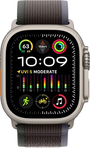 Vista 2 de Apple Watch Ultra 2 [GPS + Celular 49mm] Smartwatch con caja de titanio resistente y correa Blue/Black Trail Loop S/M. Rastreador de fitness