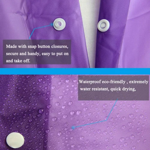Vista 23 de Abrigos de lluvia (paquete de 2) – Ponchos de lluvia reutilizables de EVA para adultos, chaquetas impermeables para hombres y mujeres