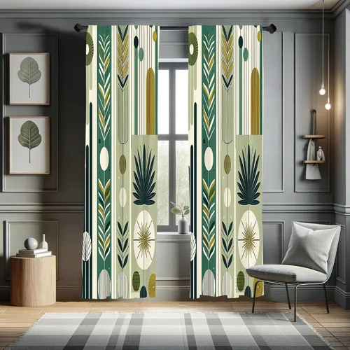 Vista 47 de Ambesonne - Paquete de cortinas de ventana de invierno de 2 unidades, cristales ornamentales de hielo con tiempo frío de enero abstracto, juego