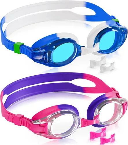 Vista 12 de Aegend - Paquete de 2 gafas para niños, gafas de natación para niños de 4 a 16 años, niños y niñas jóvenes, gafas de piscina antivaho, impermeables