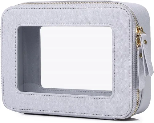 Vista 74 de Pinkmik Pequeña bolsa de maquillaje transparente, mini estuche para cosméticos, bolsa de aseo impermeable con cremallera, organizador de bolsos