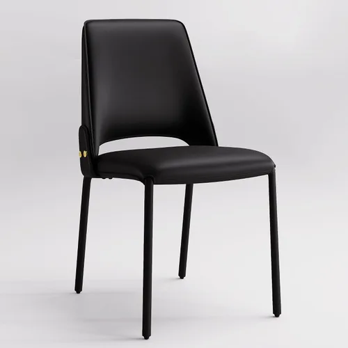 Vista 8 de YOUNIKE Silla de comedor moderna de lujo negra tapizada de piel sintética, cómoda silla de cocina sin brazos con respaldo para restaurante, mesa