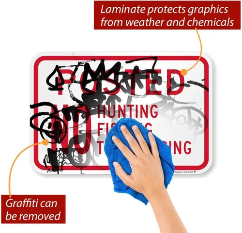 Vista 2 de SmartSign Letrero "Posted - No Hunting, Fishing, Trespassing" 12 x 18 pulgadas 3M aluminio reflectante de grado diamante