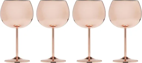 Vista 13 de Cambridge Silversmiths - Juego de 4 copas de vino de una sola pared con forma de globo negro cepillado de 12 onzas