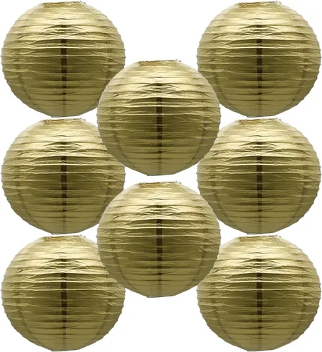 Vista 47 de Linternas de papel doradas chinas, japonesas, colgantes, redondas, para decoración de fiesta de Año Nuevo y Año Nuevo Lunar (12 unidades)