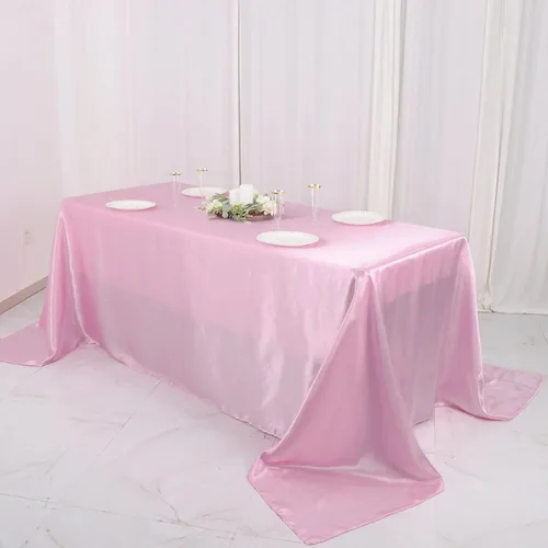 Vista 3 de BalsaCircle Mantel rectangular de satén beige de 90 x 132 pulgadas para mesa de boda, fiesta, recepción, eventos, cocina y comedor