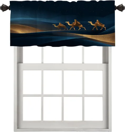 Vista 100 de Cortinas de cocina de hojas de arce otoñales para ventanas, hojas verdes y rojas sobre cenefas opacas negras, tratamientos de ventana de poliéster