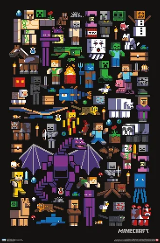 Vista 19 de Trends International Minecraft - Póster de pared de Mobbery, 14.725 x 22.375 pulgadas, versión con marco de madera tipo granero