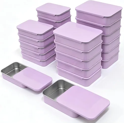 Vista 11 de Goodma 24-Pack contenedores de metal con tapa deslizante rectangular para dulces, joyas, manualidades, píldoras, bálsamo labial, kit de Negro