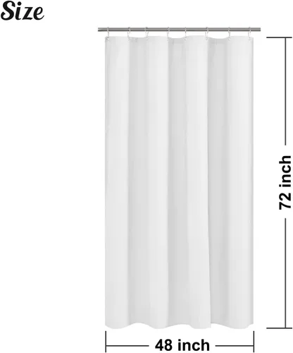 Vista 6 de Forro de cortina de ducha en relieve de microfibra para cabina de 48 x 72 pulgadas, cortina de baño de tela suave lavable y repelente al agua, Blanco