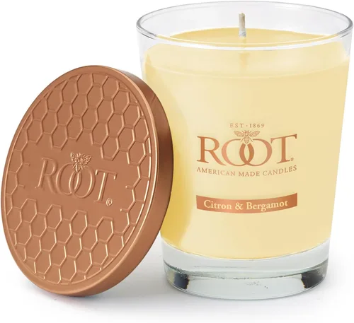 Vista 13 de Root Candles Velas Aromáticas Mezcla de Cera de Panal Vela Artesanal Premium, Veriglass Pequeño, Limón y Bergamota