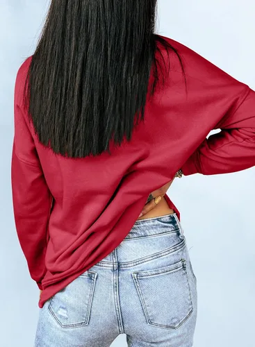 Vista 4 de Dokotoo Sudadera casual con cuello redondo para mujer, holgada, suave, de manga larga