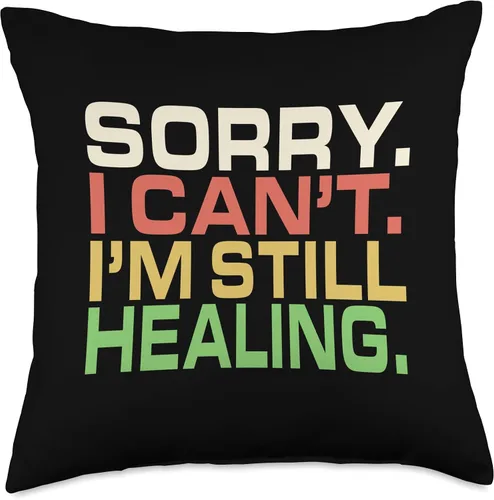 Vista 5 de DesignsByKelley Best Wishes Fast Recovery Gifts Sorry I Can't I'm Still Healing After Injury Surgery Gifts - Almohada de 16 x 16 pulgadas, multicolor