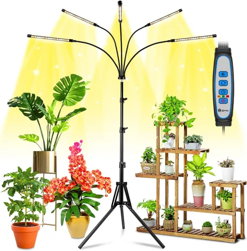 Vista 9 de Wolezek Luces de cultivo para plantas de interior, 100 luces LED de espectro completo para plantas de interior con soporte ajustable, lámpara