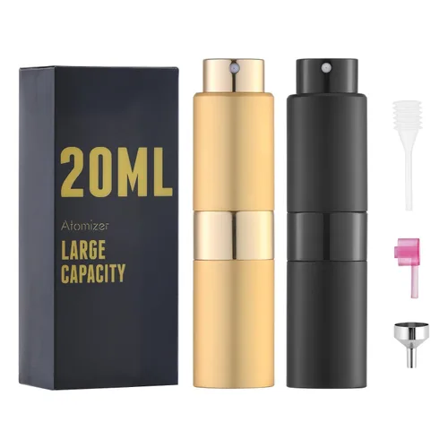 Vista 14 de Botella de perfume de viaje recargable 0.7 fl oz, atomizador de spray de colonia grande, negro