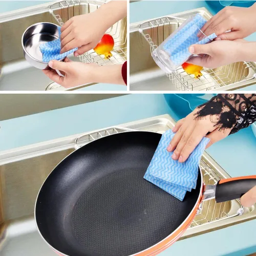 Vista 2 de Toalla de limpieza desechable (2 rollos/100 piezas) Toallas de papel Multiusos Tela OTP No Tejidos No Tejidos Cocina Desechable Antiadherente
