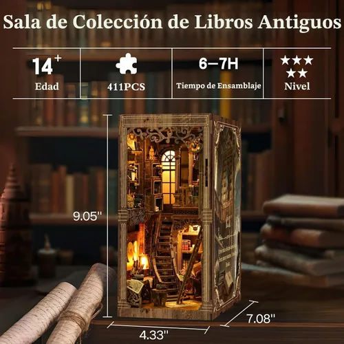 Vista 2 de Kit de Rincón de Libros, Kit de Casa en Miniatura DIY, Kit de Construcción de Mini Casa, Kit de Casa de Muñecas en Miniatura para Adultos y Sala