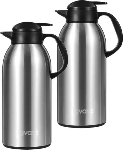 Vista 18 de Jarras de 34 onzas para líquidos calientes, de acero inoxidable, aisladas al vacío, jarras de café térmicas para mantener el calor, dispensador