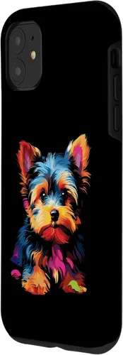 Vista 2 de Funda para iPhone 11 Yorkie Puppy