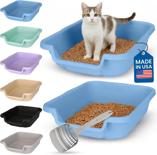 Vista 48 de KittyGoHere - Caja de arena para gatos mayores, sartén pequeña con cuchara jumbo de mango largo, caja de arena para gatos de entrada baja, ligera