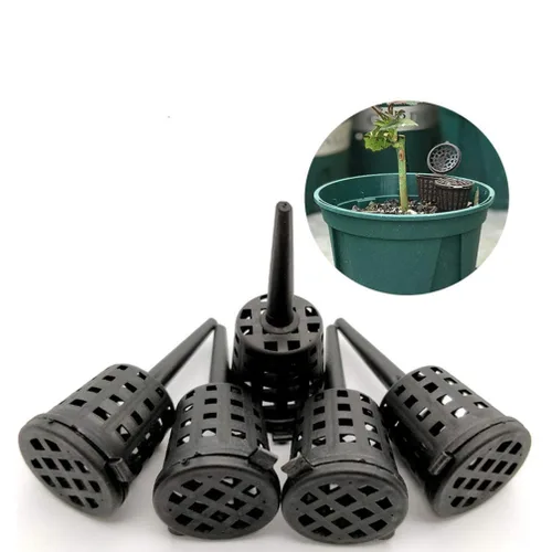 Vista 3 de Happyyami 50 cestas de fertilizante para bonsái, caja de fertilizante de plástico, cesta de fertilizante con cubierta para plantas de cultivo