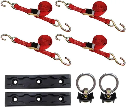 Vista 13 de Mega Cargo Control - Hebilla de leva resistente de 1" x 6' con ganchos S recubiertos de negro - WLL 400 lbs. Paquete de 4