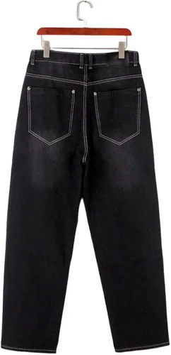 Vista 6 de BUYDUAL Pantalones de mezclilla holgados Y2k para hombre, ajuste holgado, estilo hip hop, vintage, holgados, pantalones de mezclilla de moda